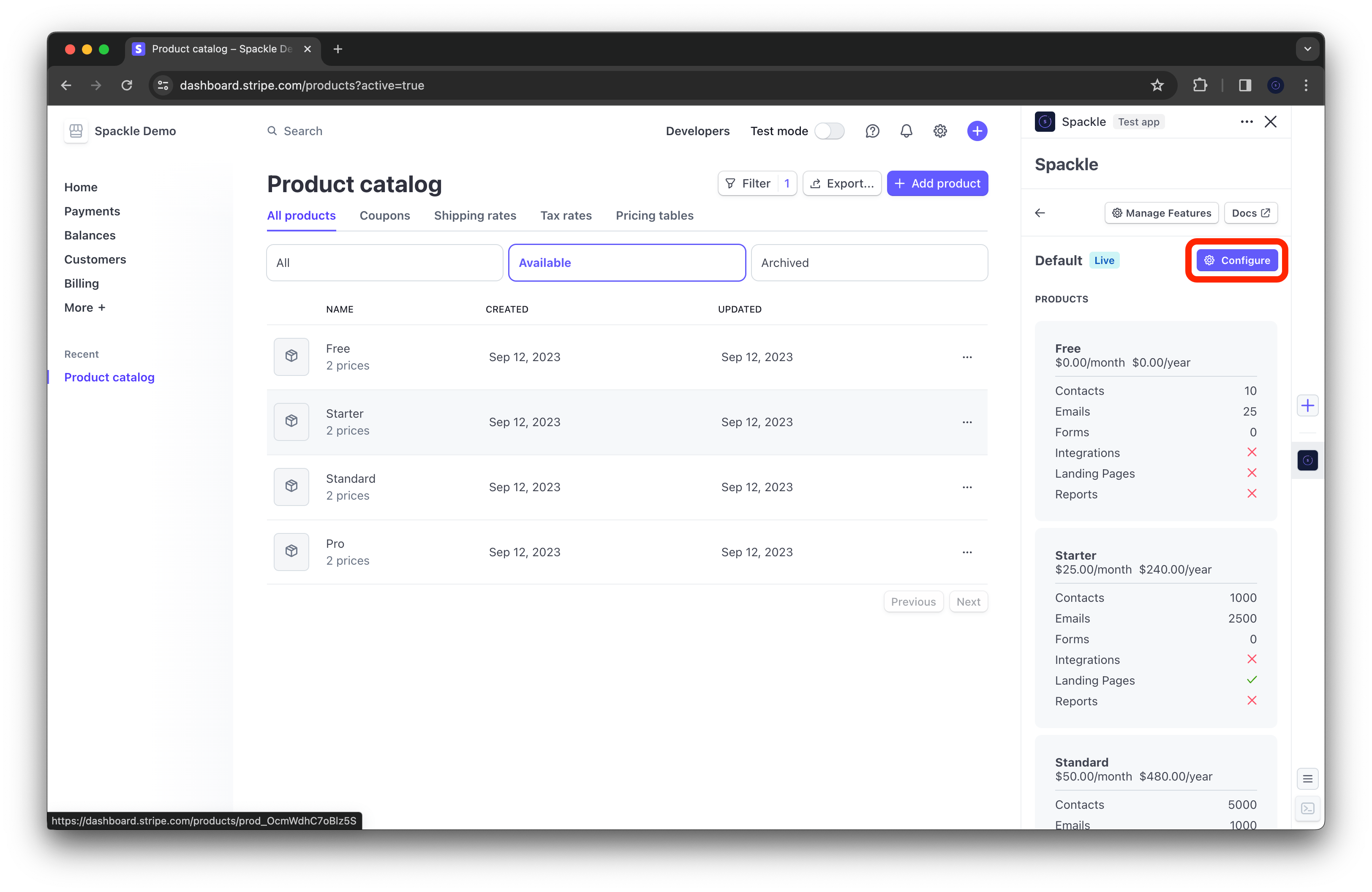 Pricing tables edit